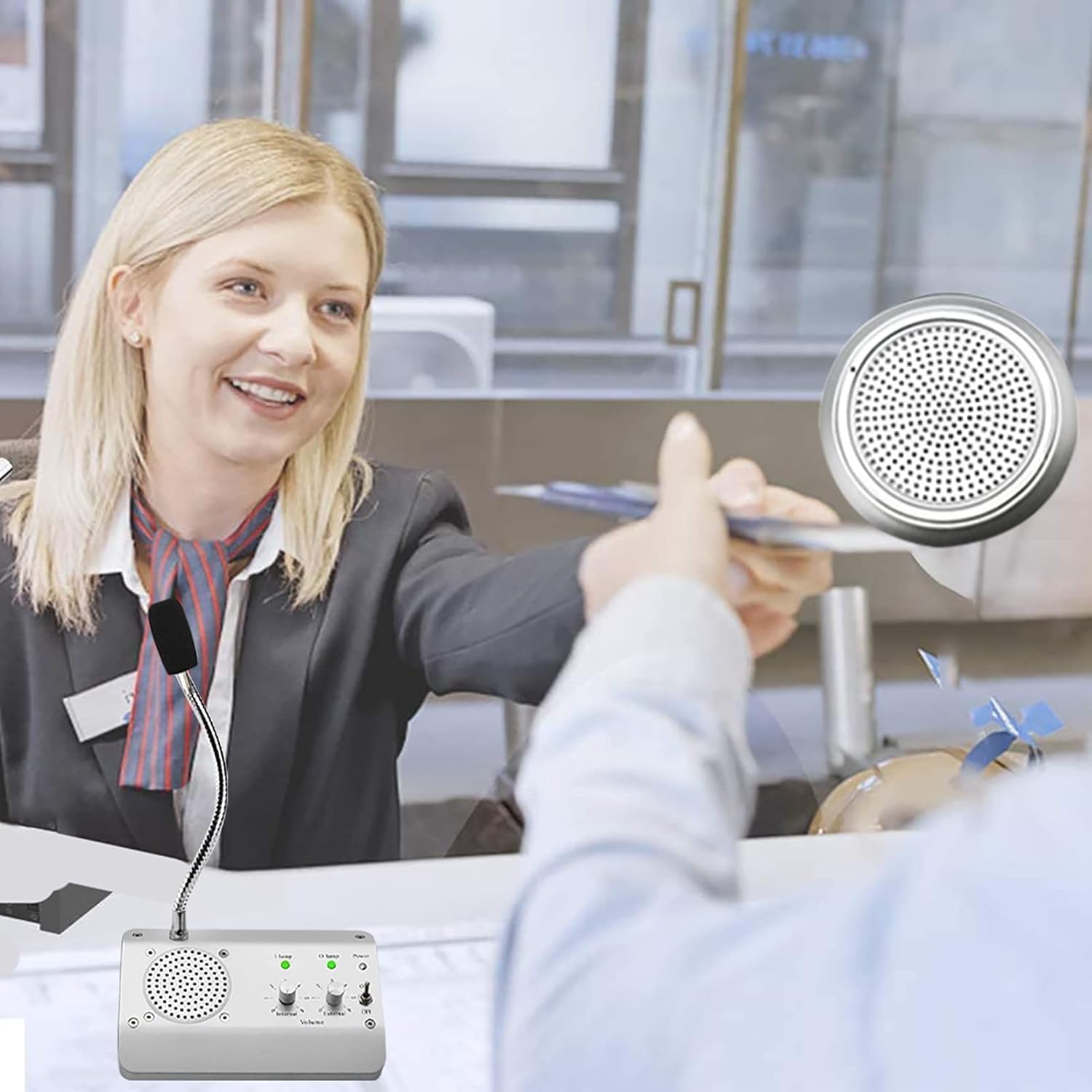 Dual Way Intercom Speaker Microphone System for Clear Communication, Perfect for Office, School, Business & Counter Solutions