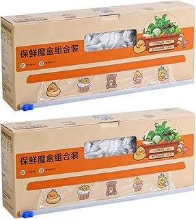 Plastic Wrap with Slide Cutter for Food, 100meters Cling Film with Magne...