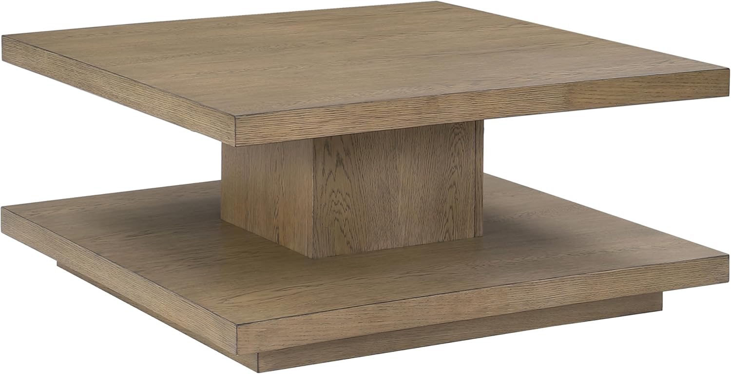Steve Silver Furniture Canyon Brown Cocktail Table, 38" Table Top, Living Room, Modern/Rustic/Contemporary Designed Coffee Table, Double Storage Shelf, Hand Stained Wood, 38" L x 38" D x 18" H, Brown