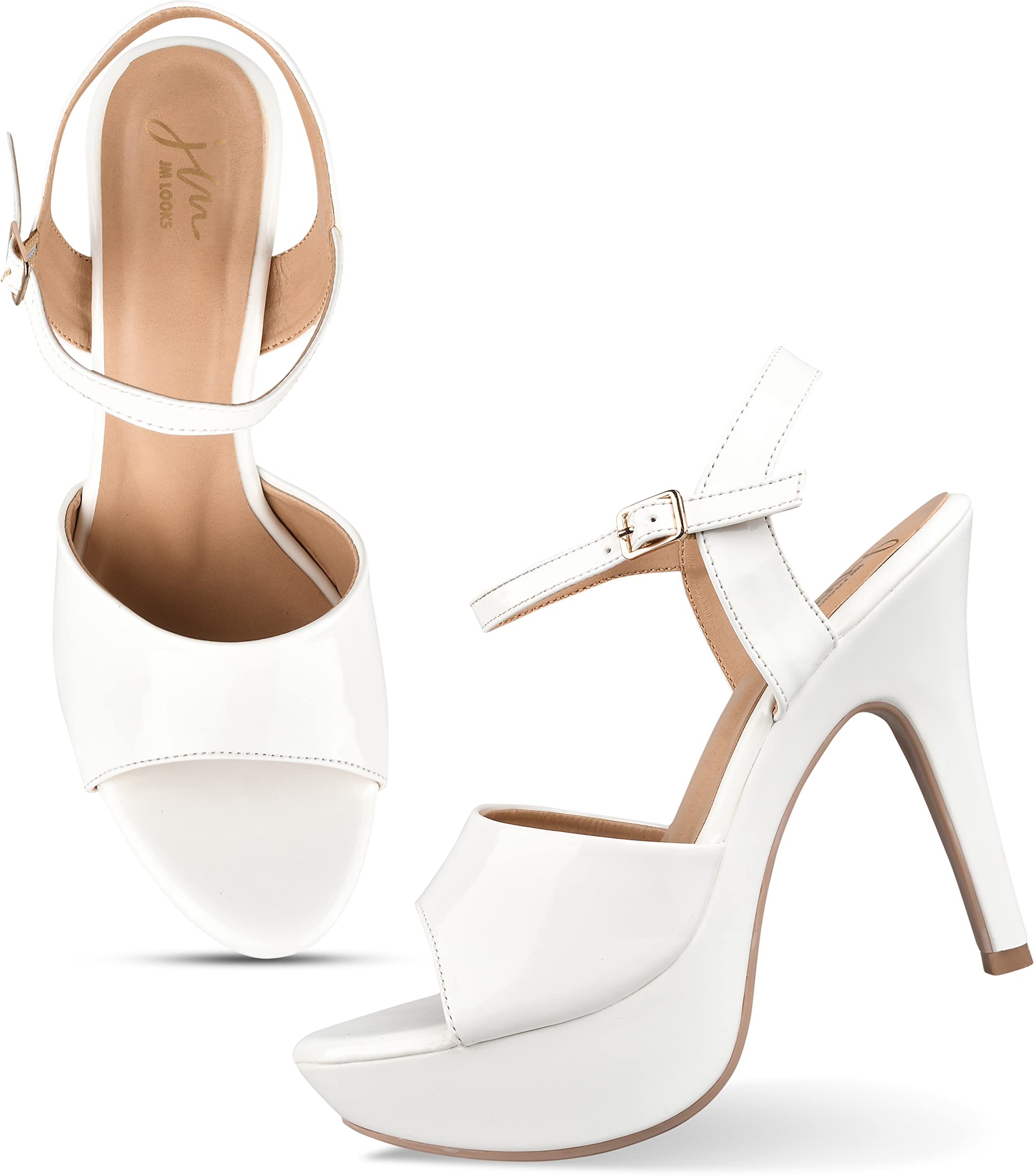 JM LOOKS High Top Heel Sandals with Comfortable Sole For Womens & Girls ICH-1-White-35-X (B0C4Y49152) Amazon Price History, Amazon Price Tracker