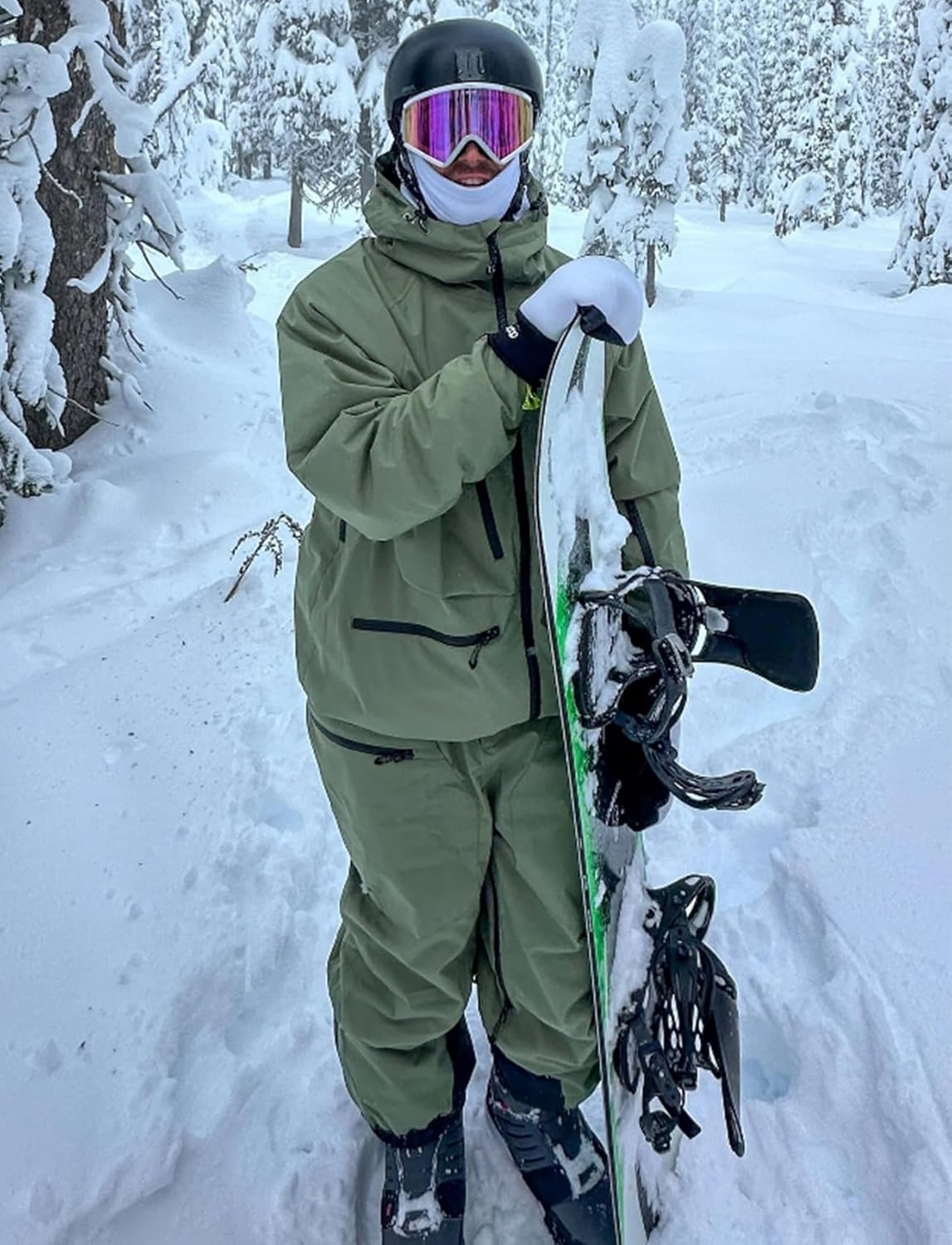 GSOU SNOW Mens Ski Jacket and Pants Set Baggy Snowboard Suit Ski Snowsuit Snow Bibs Waterproof Hooded - Image 3