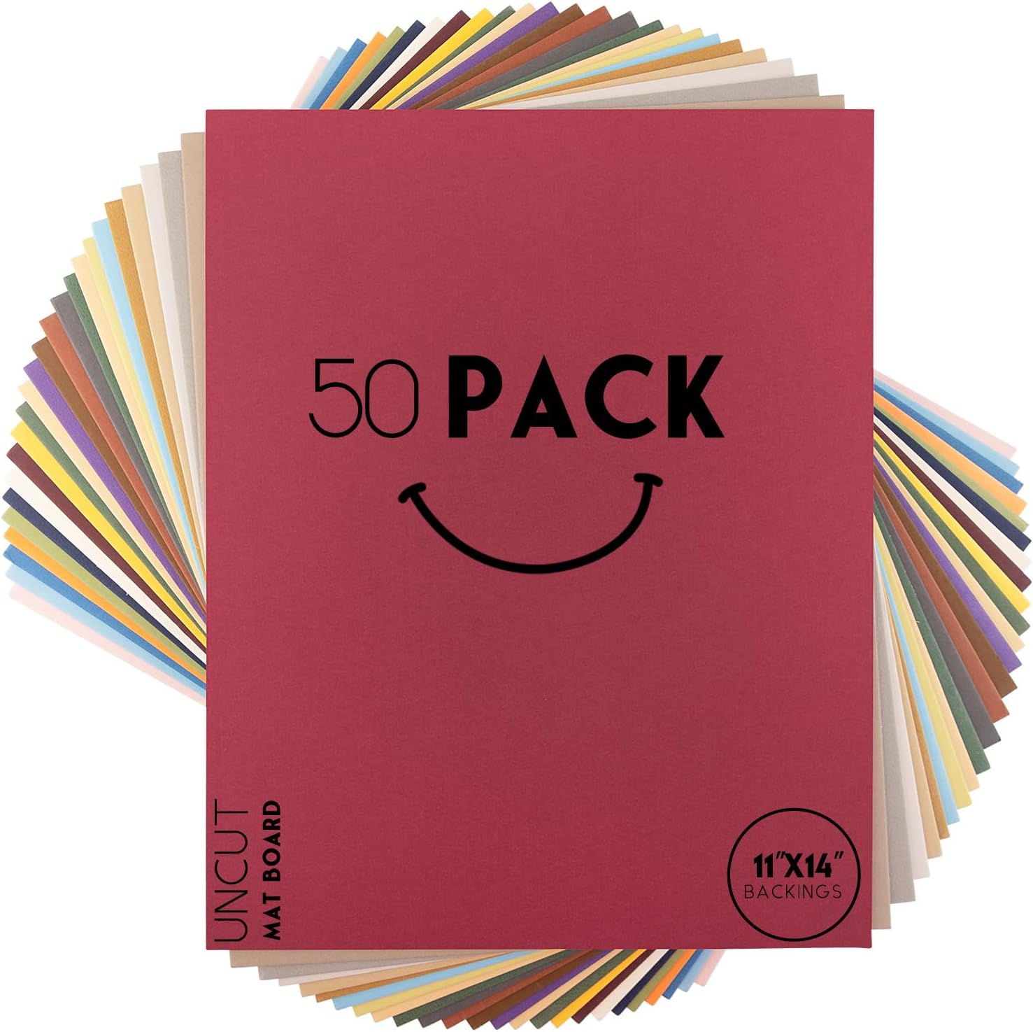 Golden State Art, Pack of 50, Uncut 11x14 Mat Boards, Assorted Colors, 4-ply Thickness Matboard Great for Frames, Artworks, Prints, Pictures