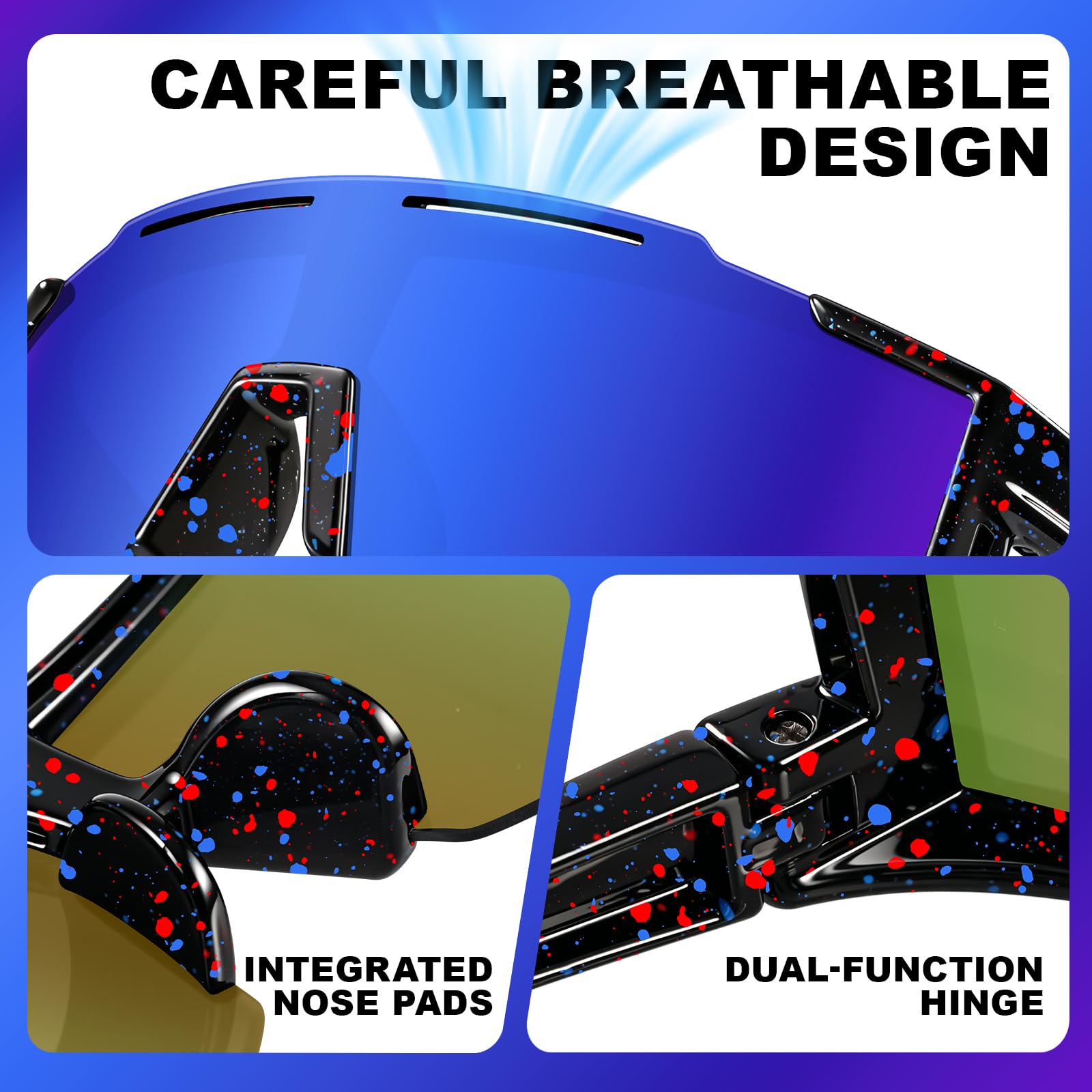 DioKiw Paquete de 4 lentes de sol polarizados para niños, niñas, sóftbol, ciclismo, protección UV400