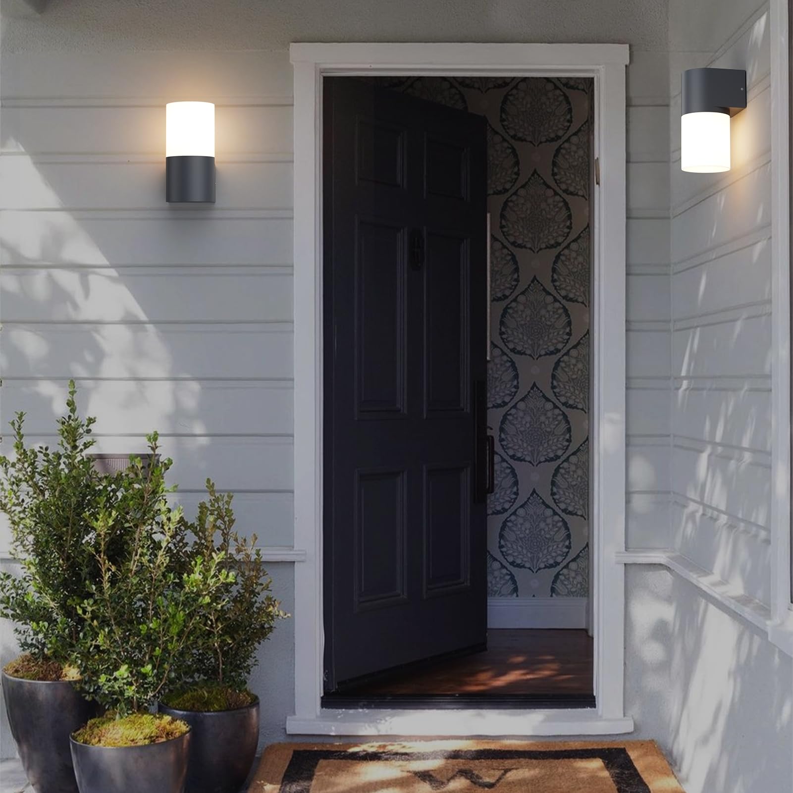 Klighten 2 Aplique de Pared E27 Interior/Exterior, Antracita Lámpara de Pared, IP65, Aluminio Moderno, para Entrada Terraza Jardín, 40W Max