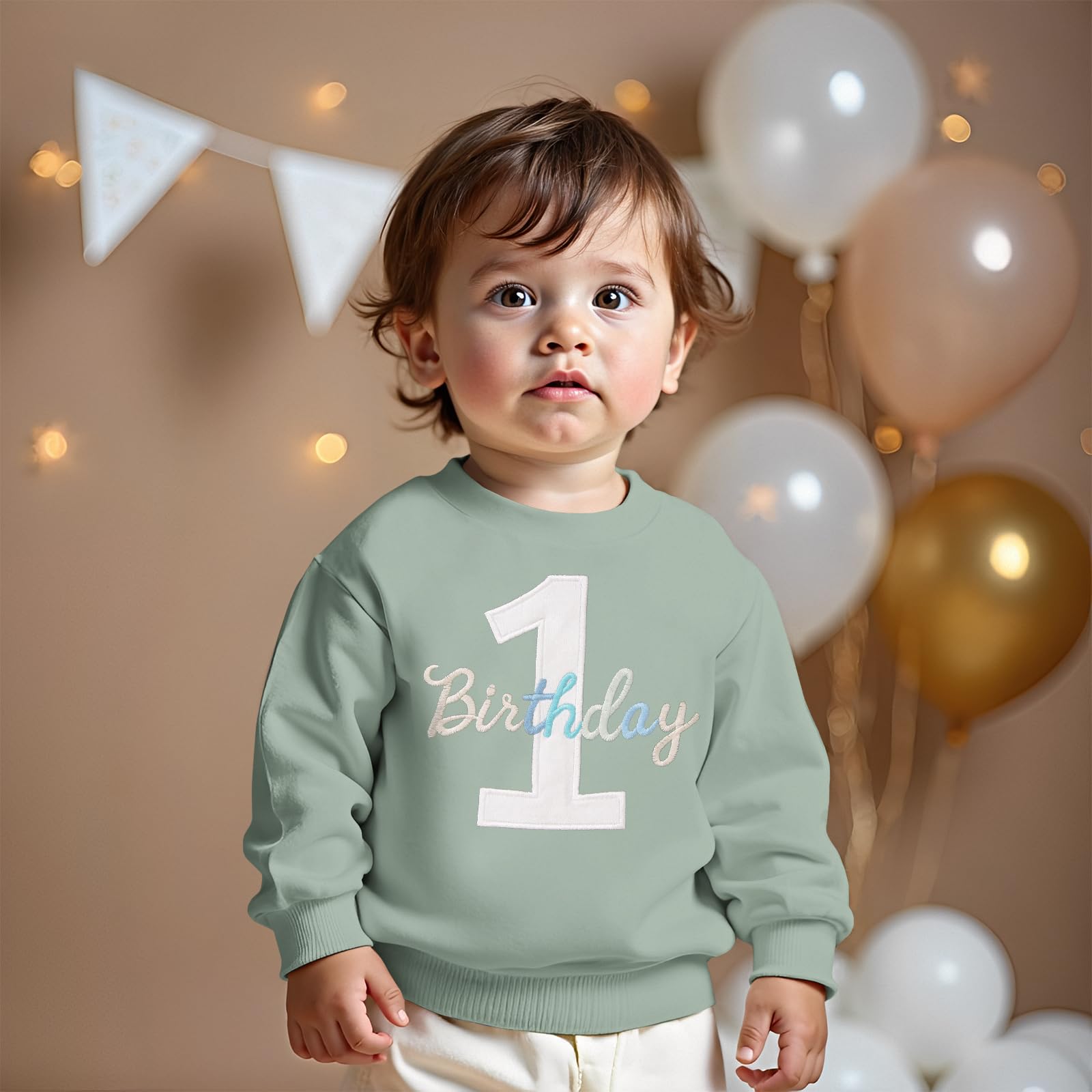 CM C&M WODRO 1. Geburtstag Junge Sweatshirt 1 Birthday Stickerei Pullover Neugeborenen Babykleidung Kinder Sweatshirts Rundhals Langarmshirt Kleinkind Outfits Warmer Herbst Winter Pulli
