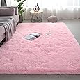 Pink Rug 5x8 Fluffy Rugs for Living Room,Blush Area Rug Shag Carpet for Girls Bedroom Baby Kids Nursery Dress Room Girle Home Decor,Non-Slip