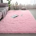 Shag Area Rugs for Bedroom Living Room,4X6 Ultra Soft Fluffy Area Rugs for Dorm, Indoor Carpet Nursery Rugs for Kids Girls Room Home Decor,Pink