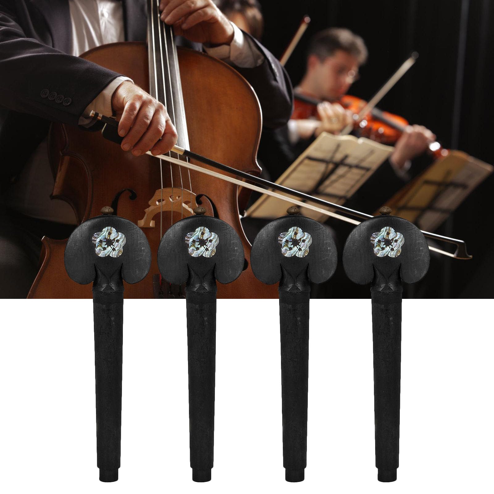 4Pcs Ebony Wood Cello Tuning Peg Tuner Cello Pegs Cello Shaft Handle Musical Intruments Parts & Accessories Enduring