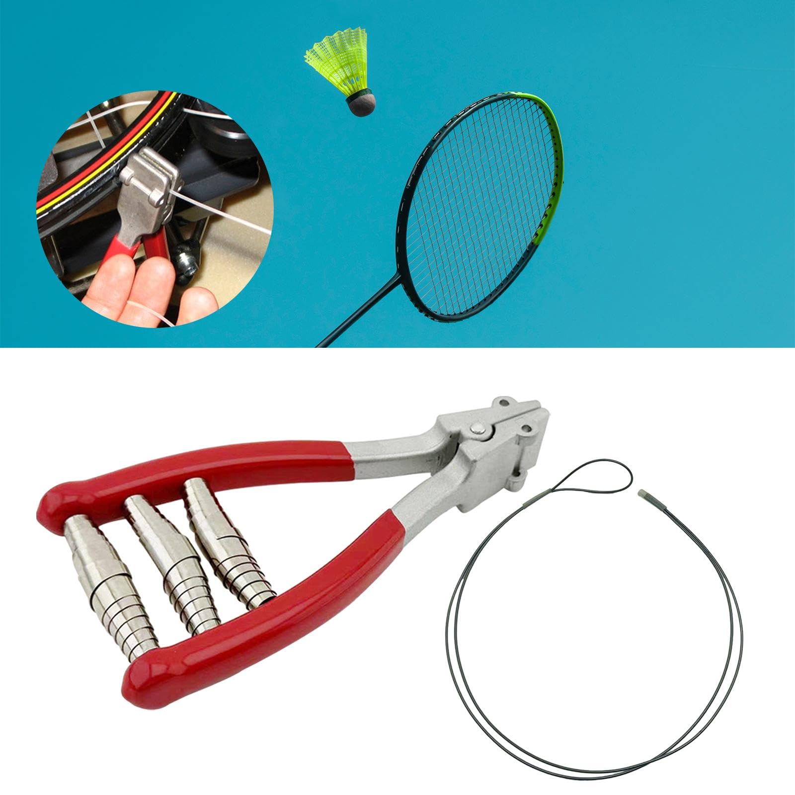 Harilla Startklemme, professionelle Besaitungsklemme, langlebige Sportlegierung, tragbare Tennisausrüstung, Besaitungswerkzeug für Tennis, Squash, Rot