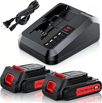 Replacement for Black and Decker Battery 20V and Charger 3.5Ah Lithium Max Compatible with LB2X4020 LBXR2020-OPE LBXR20-OPE2 LBXR20B-2 LB2X3020-OPE LBXR20BT 2Pack Outdoor Cordless Power Tools
