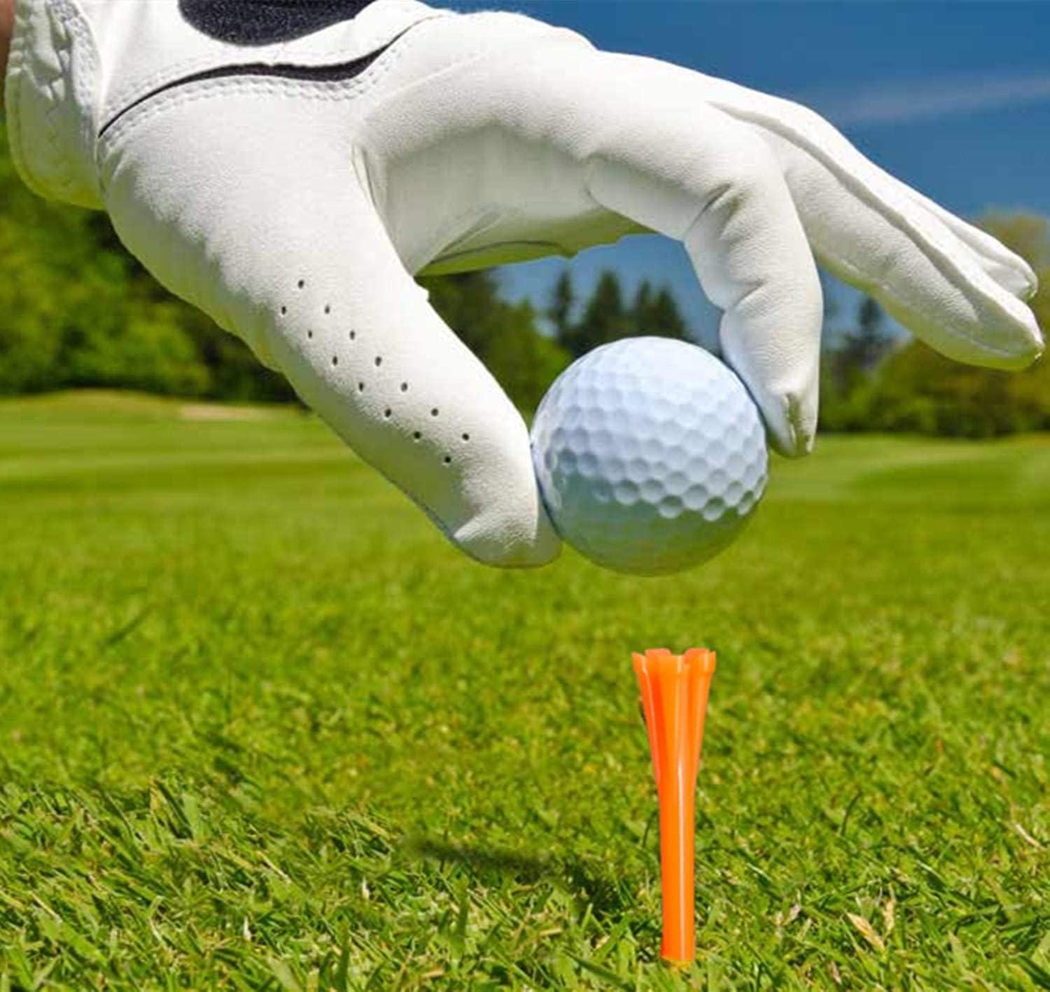 FINGER TEN Golf Tees Plastic 3 1/4 2 3/4 inch Unbreakable 60 Pack Bulk Long Stronger Upgrade More Durable Stable Reduce Friction Side Spin Tee for Men Women