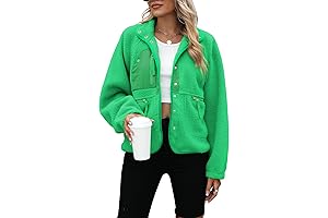 Womens Fleece Jacket Fuzzy Long Sleeve Sherpa Short Coats