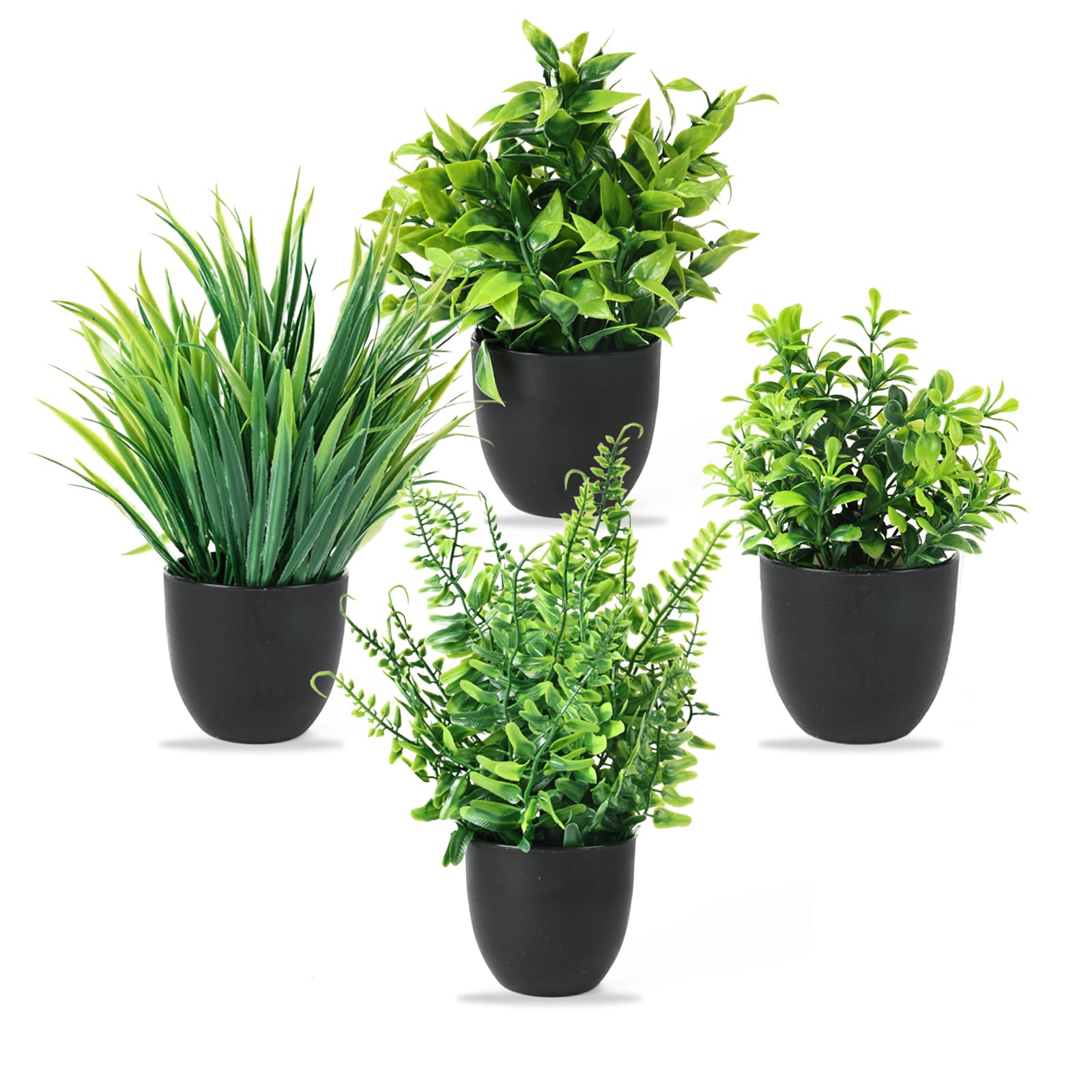 Amazon.de: ASOENTIWOX 4 Stck Kunstpflanze mit Topf, Knstliche Plastik  Pflanze Deko, Klein Fake Plant Topfpflanze Emulation Pflanze Knstlich fr  Schreibtisch, Haus, Balkon und Bad Dekoration