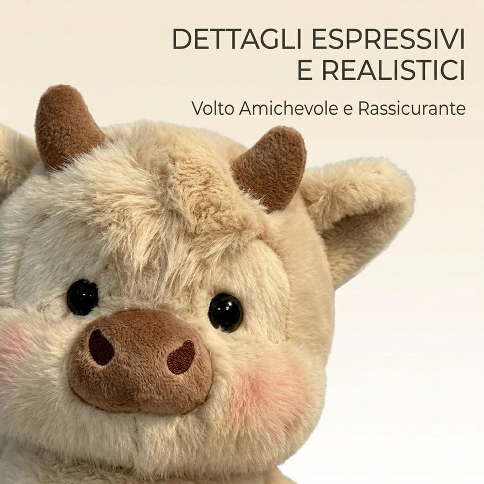 Generico Peluche che Corre Mucca 45/60cm - Cuscino Morbido e Soffice per Casa - Pupazzo che Cammina a Forma di Vitello (Albicocca,45cm)