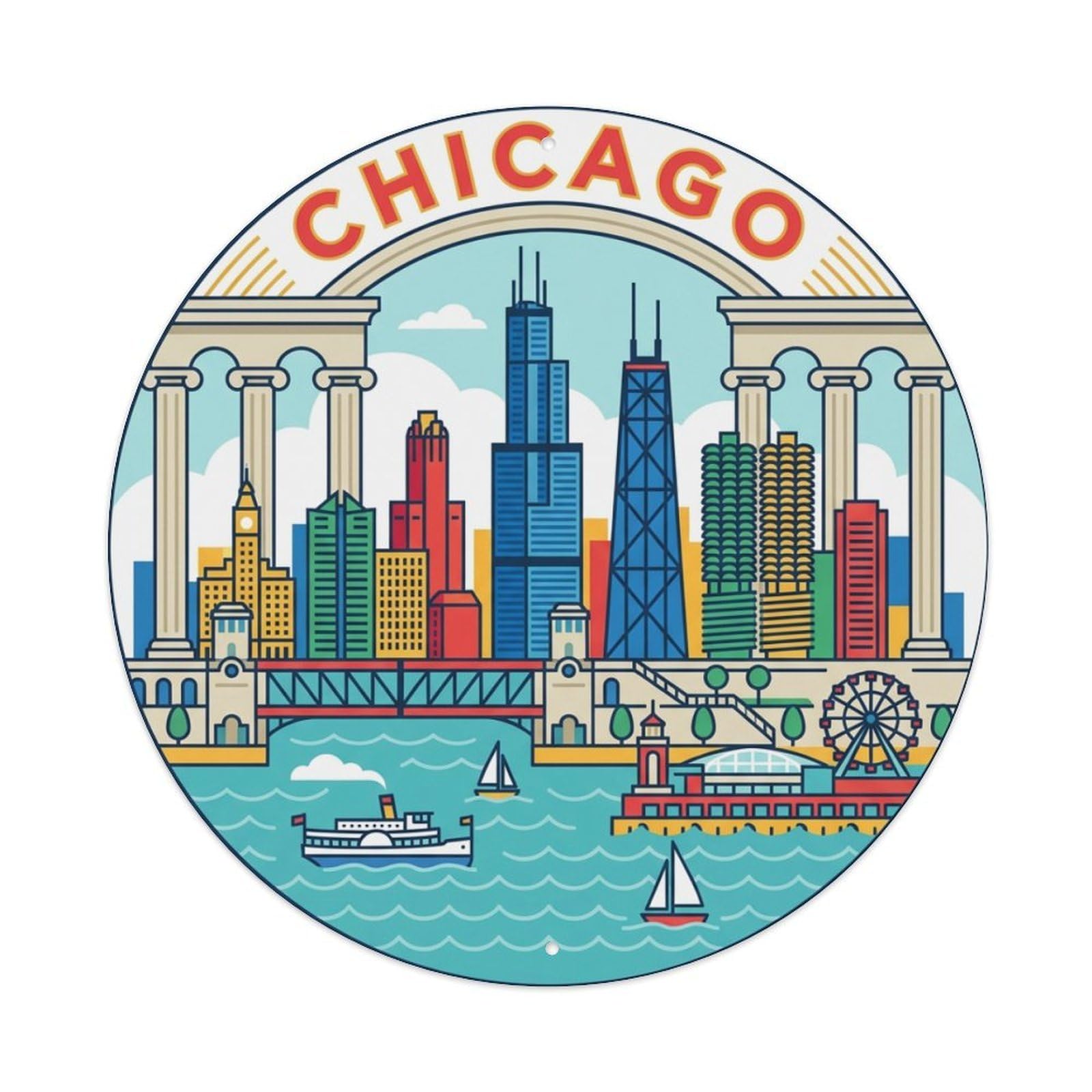 USA Travel Retro Chicago Metal Tin Sign