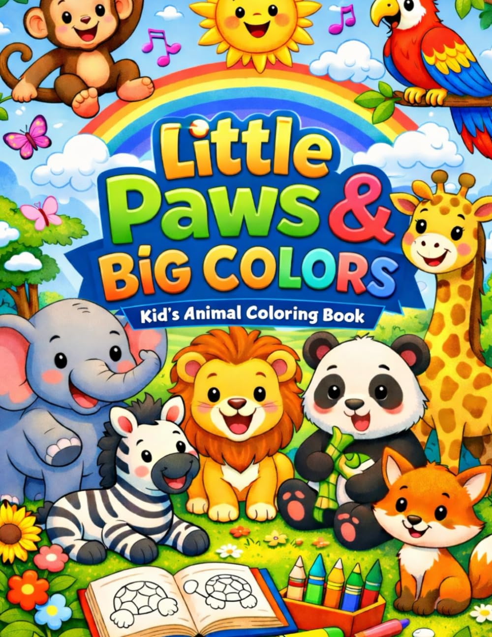Little Paws & Big Colors: A Fun Animal Coloring Book for Kids Ages 3–7