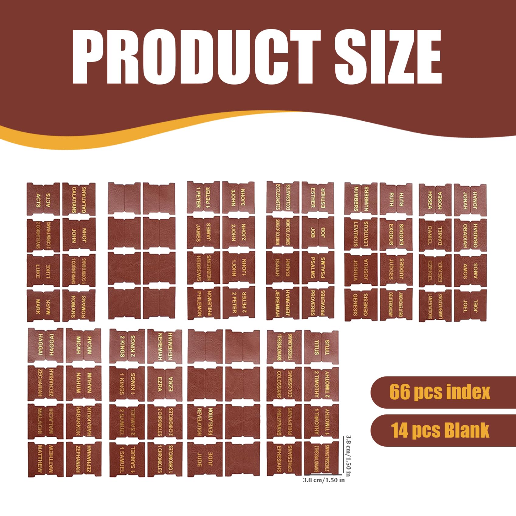 80 PCs Bibel Tabs 0,2x0.2 '' Lederbuch Tabs 66 Gold Folien Tabellen 14 Leere Registerkarten Pick & Stick Bibelzubehör für christliche Gläubige Brown Bible Accessoires