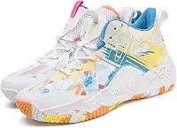 Tênis de basquete feminino, masculino, moderno, tênis de corrida, pintura colorida, alto rebote, antiderrapante