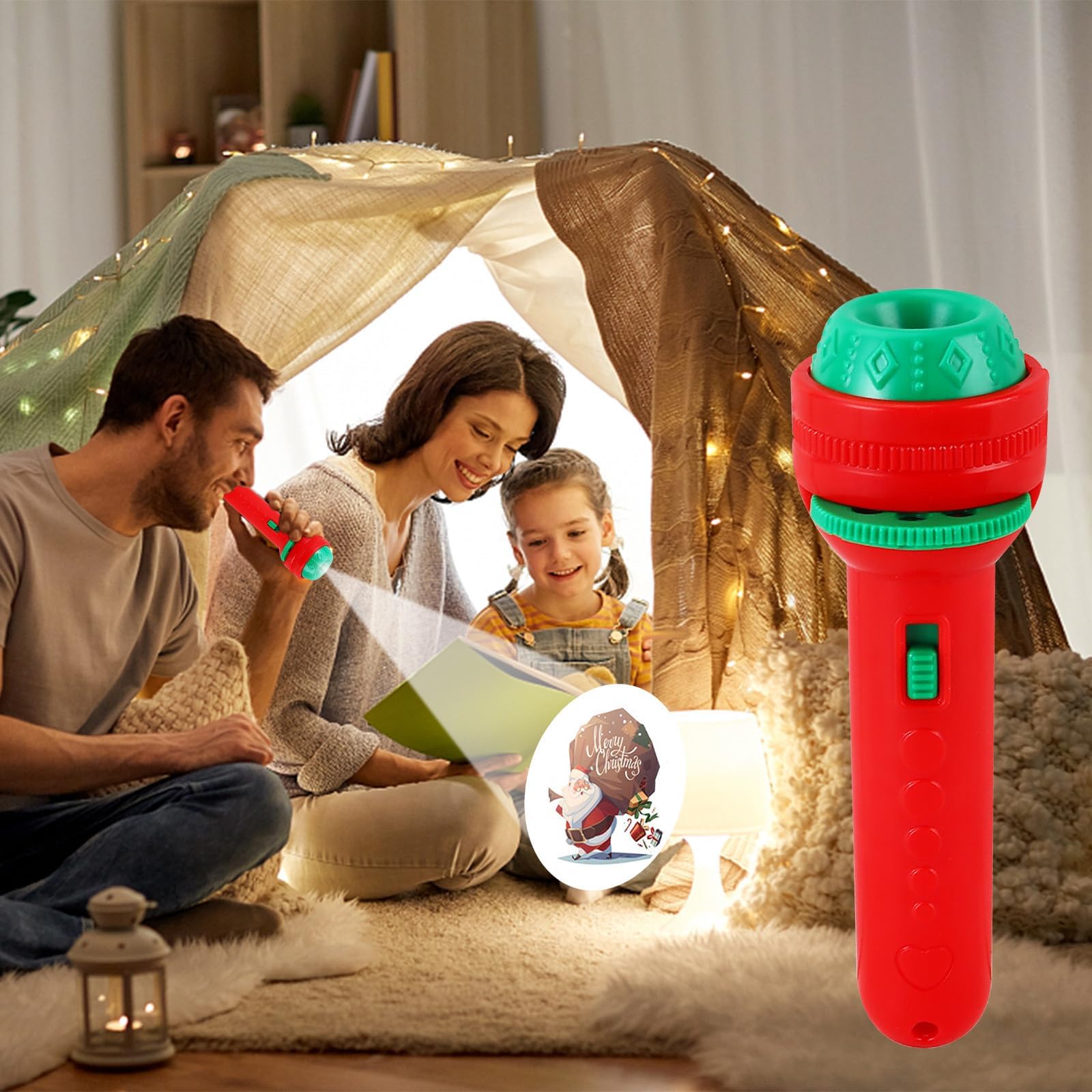 Hedgx Slide Projector Torch Projection Light, Christmas Projection Flashlight Toys Early Knowledge Picture Christmas Pattern Stalls Toys Flashlight Christmas Projector