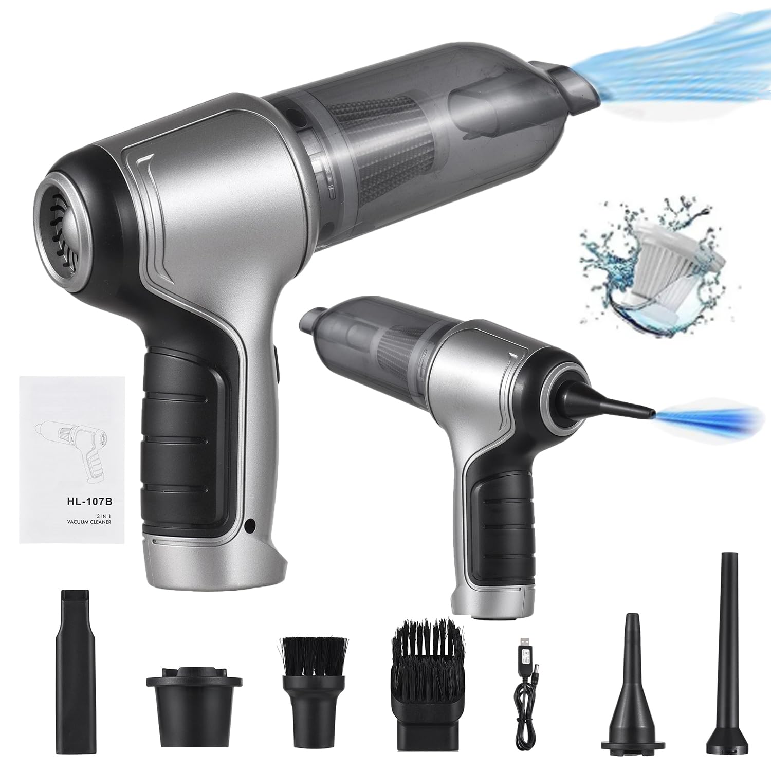 Kavolet Handheld Car Vacuum Cordless,Mini Vacuum & Air Duster & Hand Pump 3 in 1,Portable Handheld Car Vacuum and Blower,19000Pa Wireless Car Vacuum Cleaner Strong Suction
