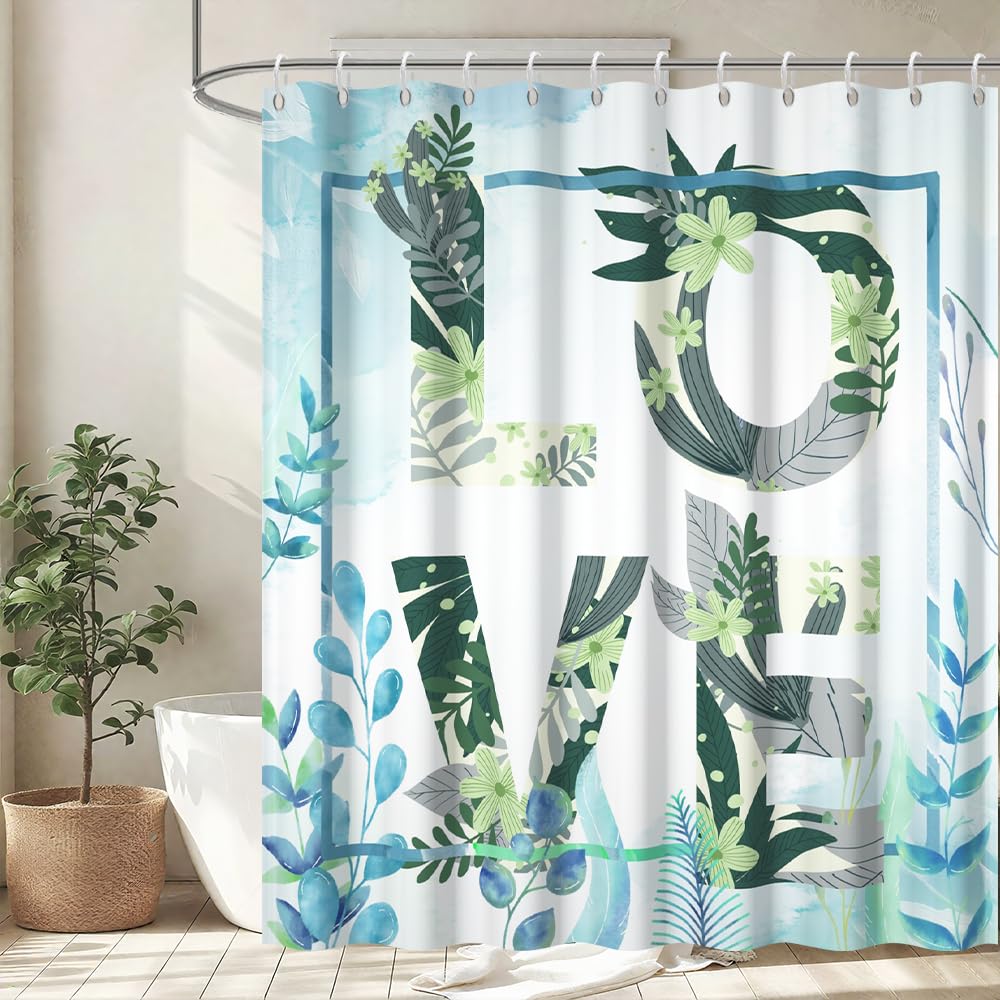Cortina de Ducha de Hoja Eucalipto, Cortinas de Ducha Verde Oro Abstracto Planta Cortinas de Baño Antimoho Impermeable Lavable Tejido de Poliéster Cortina Ducha con 12 Ganchos 120x200cm — view 76