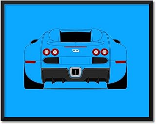 CUSTOMIZABLE COLOR: Bugatti Veyron (2005-2011) (Rear) Inspired Poster Print Wall Art Decor Handmade (Unframed)