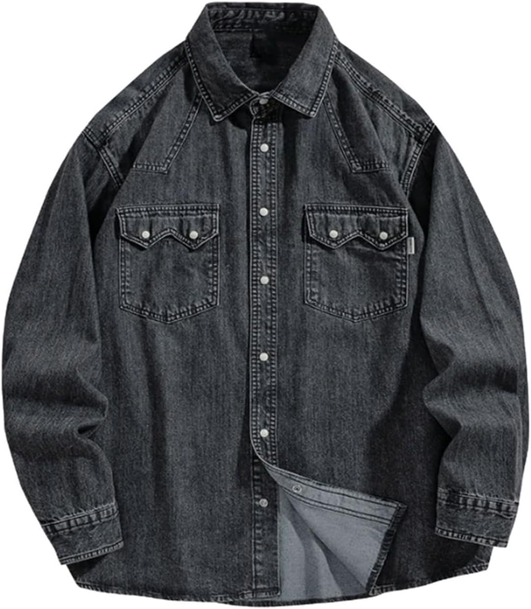 Men Denim Shirt Japanese Retro Loose Long Sleeve Casual Simple Versatile Fashion Top