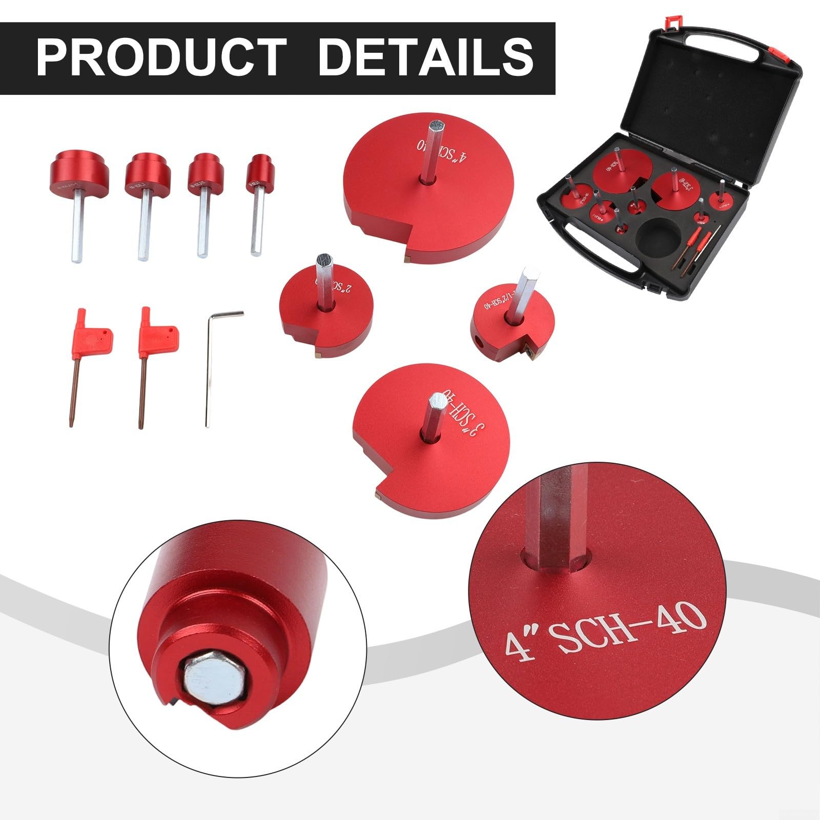 Kit Alésoir PVC 8 1/2-4 Pouces Aluminium Kit Alésoir PVC 8 1/2-4