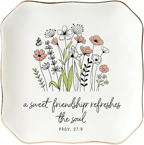 HEXMOZ Floral Ceramic Jewelry Dish - A Thoughtful Gift for a Close Friend
