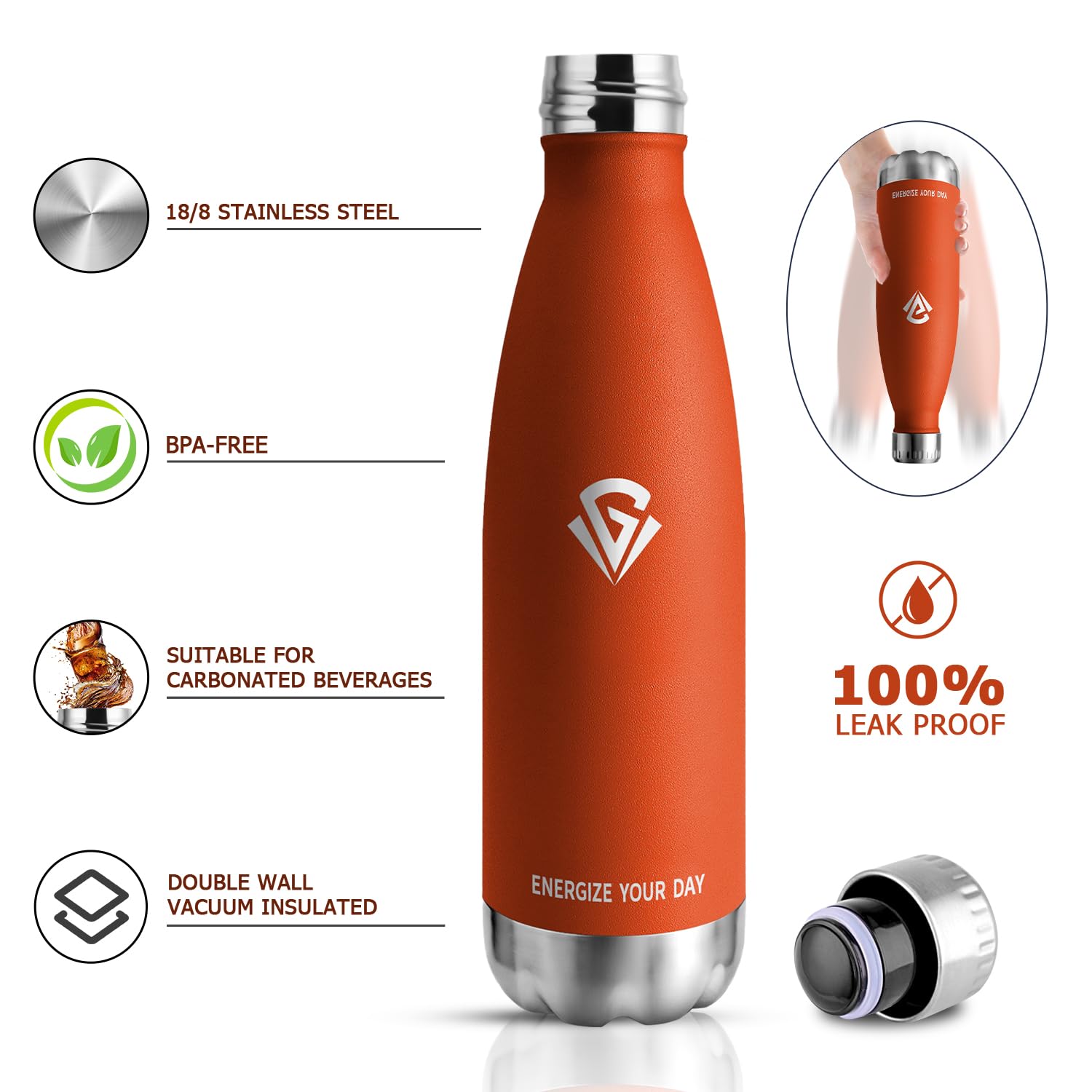 Drinkfles van roestvrij staal, drinkflessen voor kinderen, 500 ml, BPA-vrij, thermosfles, roestvrij staal, dubbelwandig, geschikt voor
