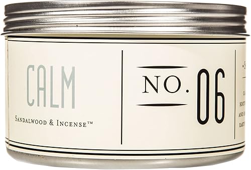Vela de aromaterapia No. 6 Calm de sándalo e incienso, 11 onzas