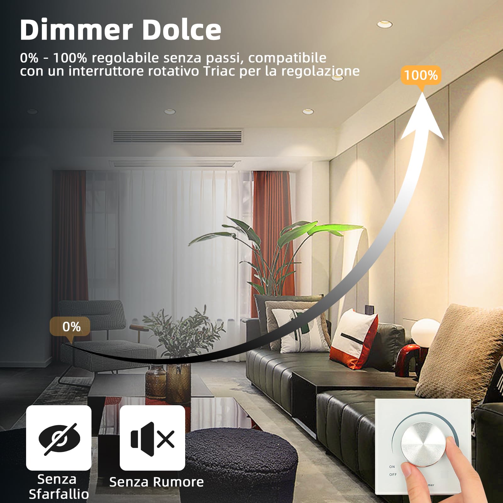 6x 10W Faretti LED da Incasso per Cartongesso Dimmerabili,850LM Foro 65-85mm Luce Calda 3000K per Cucina,Interno,Faretti Led Soffitto COB 220V Equivalenti a 100W