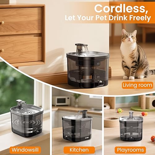 Miniatura 2 de Fuente de agua para gatos sin cable, fuente de bebida para mascotas para gatos, tanque desmontable para interiores, fuentes para gatos para beber,