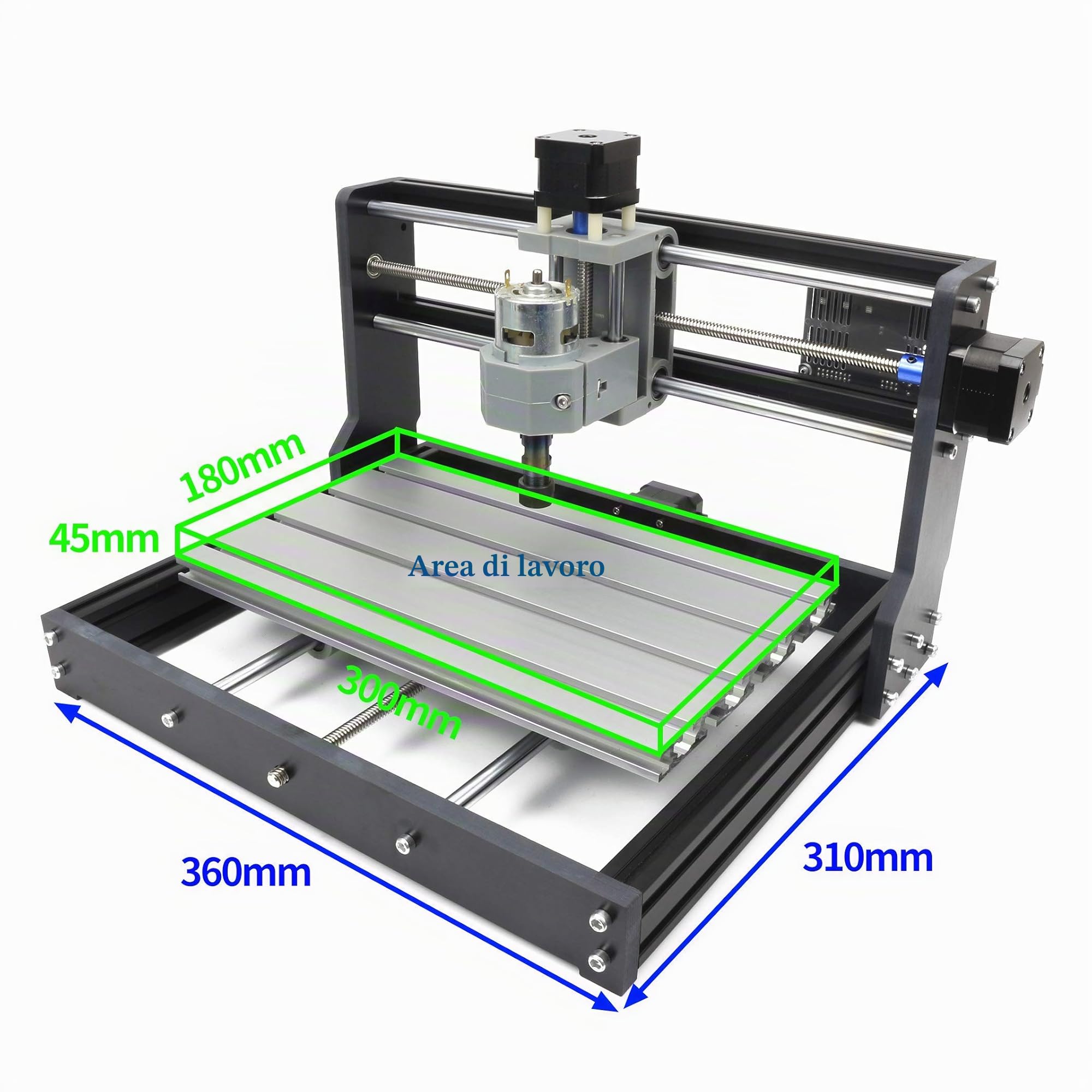 RATTMMOTOR CNC 3018 Pro Macchina fresatrice per incisione, 3 assi GRBL, unità flash USB 4G, area di lavoro 300 x 180 x 450 mm, ER11, fresatrice per PVC e per intaglio legno fai da te