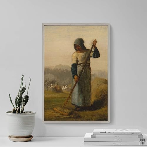 Miniatura 4 de 100% Smooth Cotton Paper - Jean-Francois Millet - Woman with a Rake (1857) - Reproduction of a Painting - Photo Poster Print Art Gift -