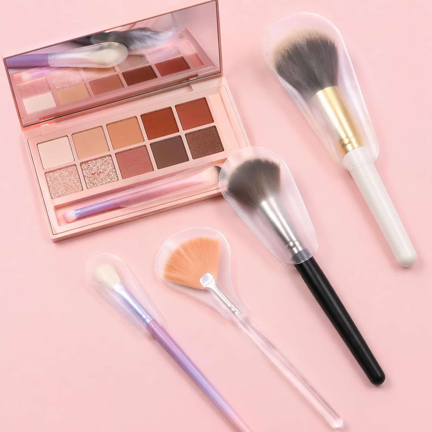 Honbay 15PCS Clear Makeup Brush Cover Plastic Dustproof Makeup Brush Protector Portable Cosmetic Brush Covers for Storage and Travel image 4