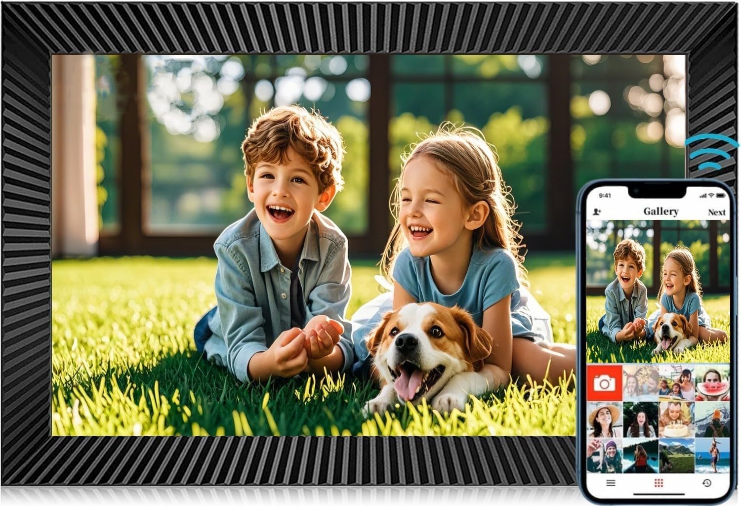Wi-Fi Digital Picture Frame with Touch Screen, 10.1" Smart Digital Photo Frame with 32G Memory, HD Electric Picture Frame Support Wall Mount, Share Instant Photos from Anywhere, for Christmas