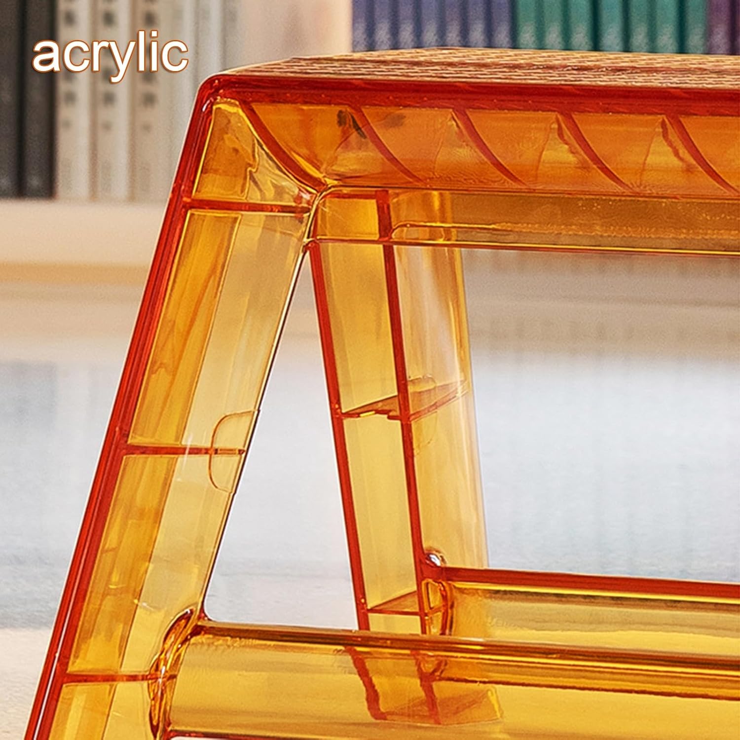 Acrylic Clear Multicolor 3 Step Folding Step Stool Textured Increased Friction Pedal Home Step Ladder Load 150 Kg with Non-Slip Foot Pads Ladder Stool