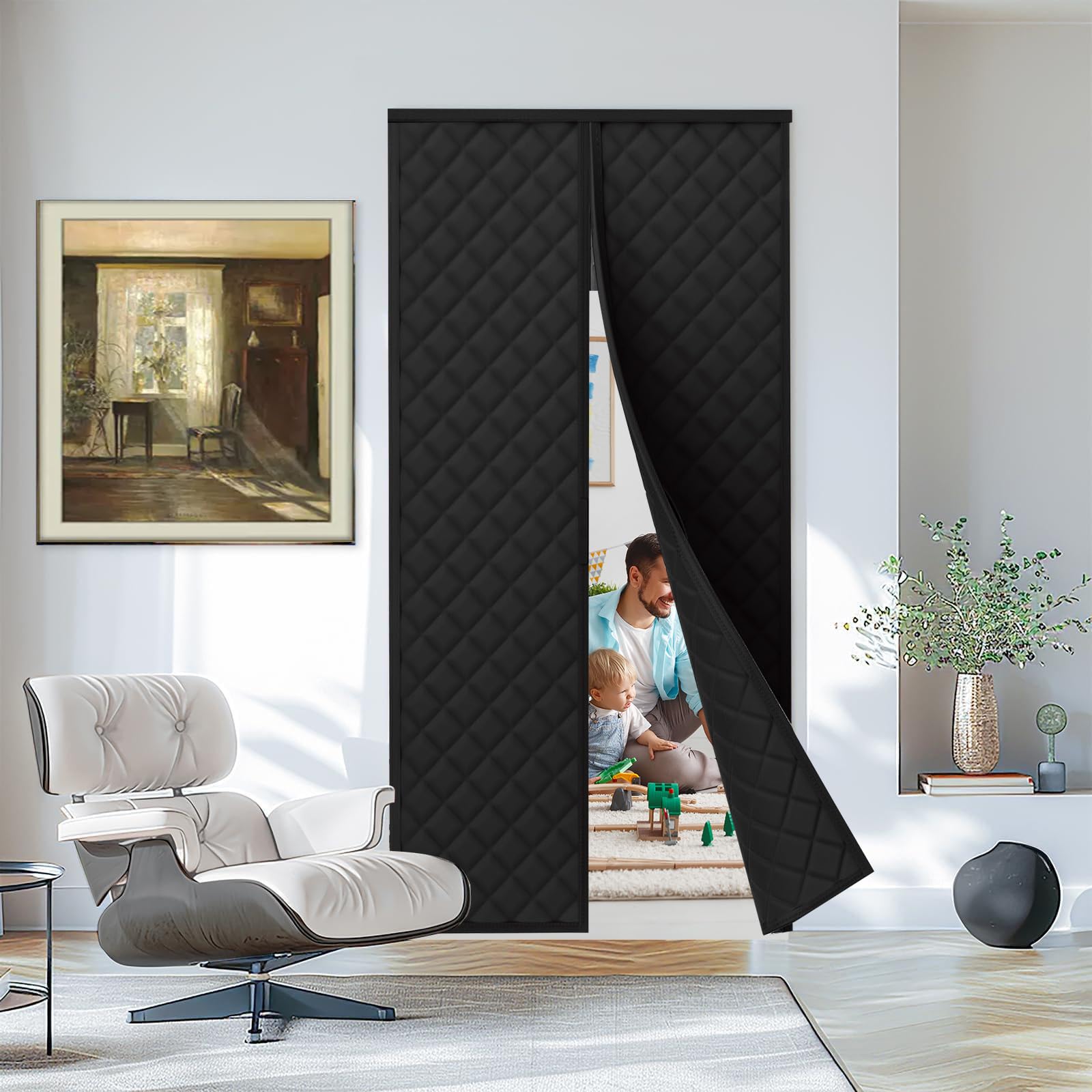 LCGOD Magnetic Thermal Curtain for Doors 210 x 80 CM Insulated Winter Door Curtain