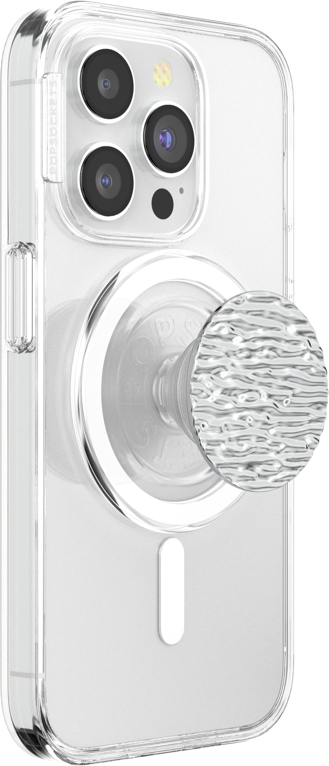 Round Phone Grip Compatible with MagSafe, Adapter Ring Included, Phone Holder, Wireless Charging Compatible - FATA Morgana Chrome