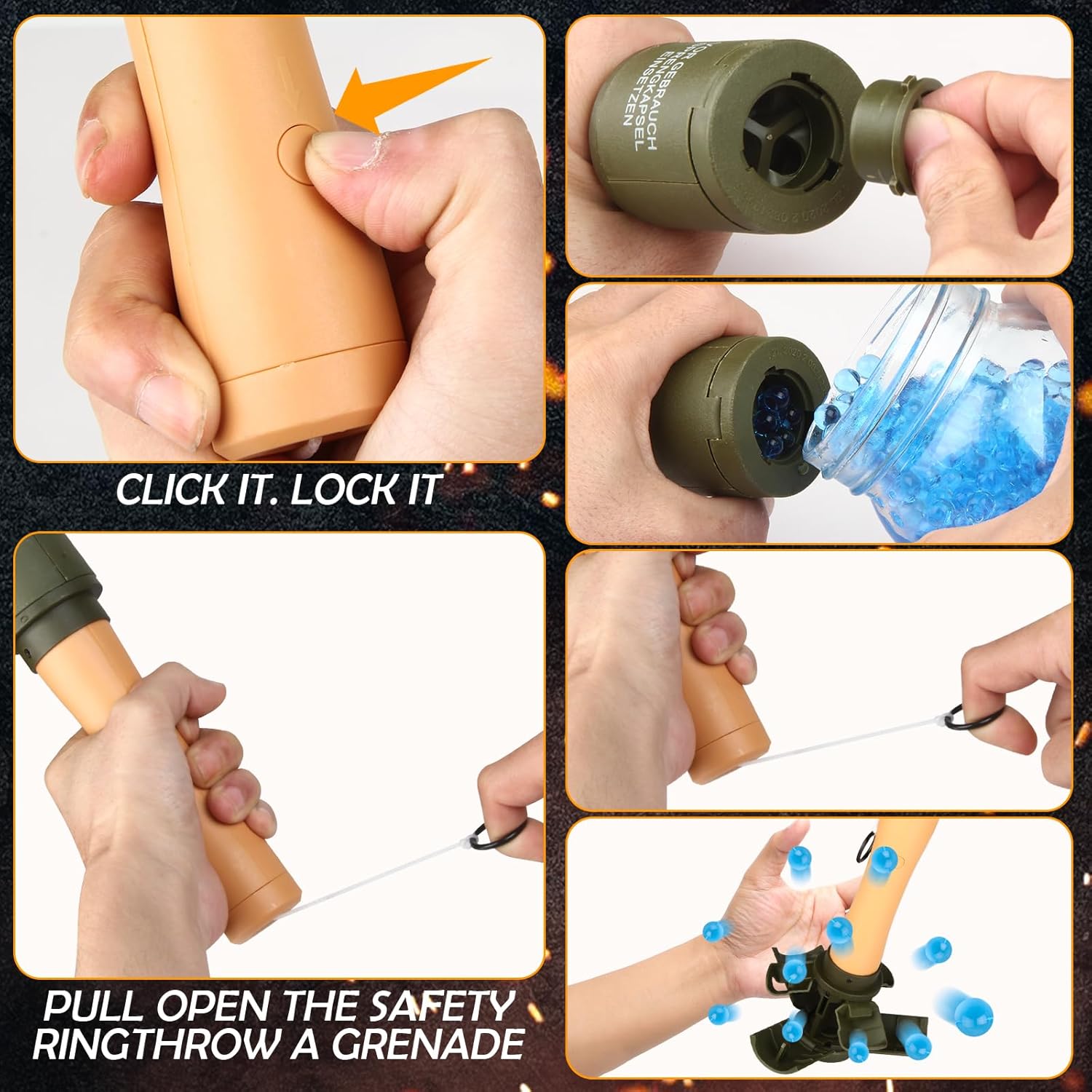 Toy-Hand Grenade for CS Battle Game,with 9 Foam Ammo Tactical CS-Grenade Fun Impact Long Toys Halloween Outdoor Team Sport for Age 14 Years Old and up and Adults image 4 of 6 B0CQ1LCSB5