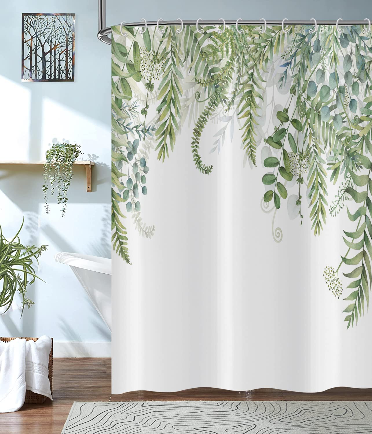 Hnmdmyi Green Leaf Shower Curtain 180x180 - Image 3