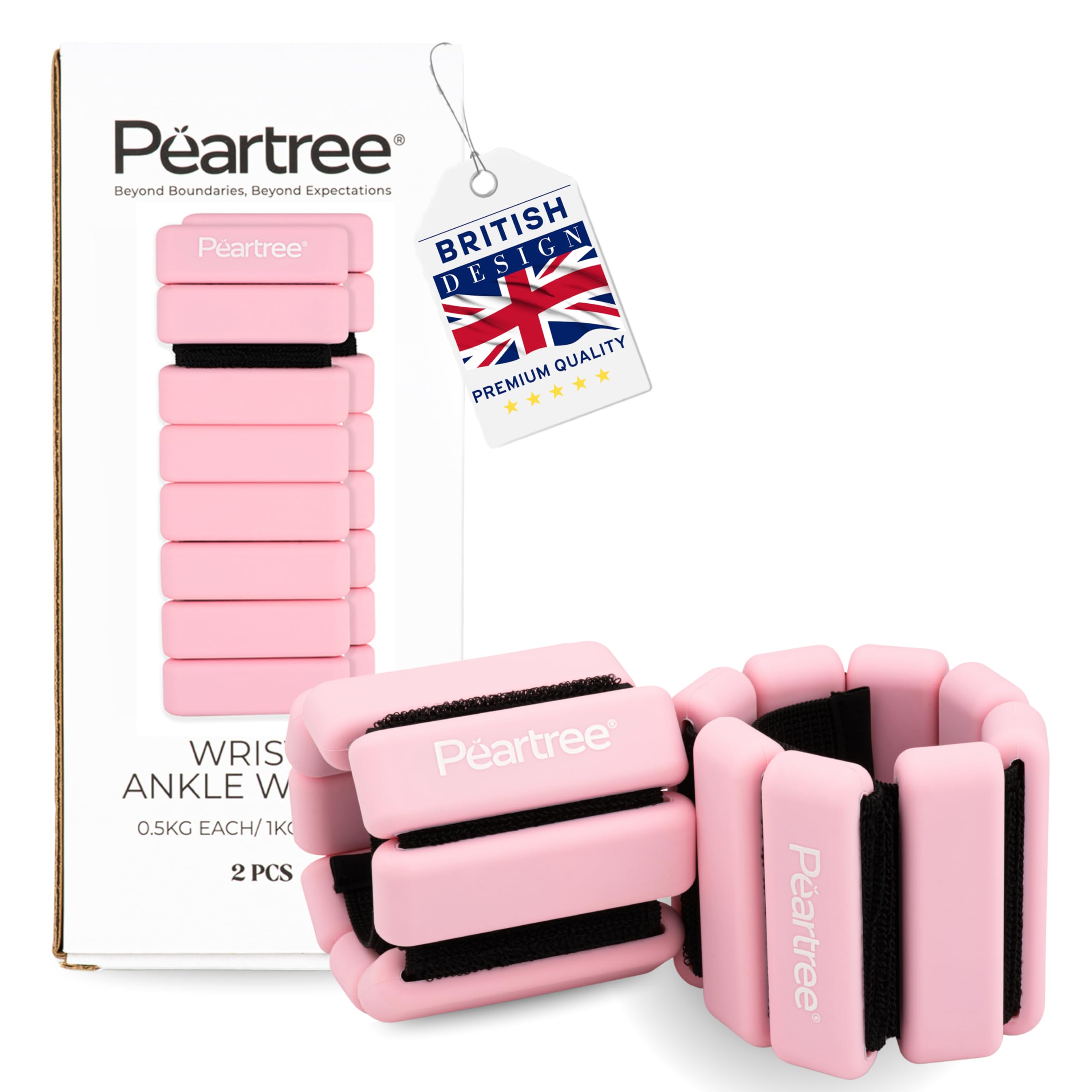Peartree Ankle and Wrist Weights – Set of 2 Adjustable 0.5kg Ankle Weights for Women & Men – Wearable Arm & Leg Weights for Pilates, Dancing, Fitness, Jogging, Swimming