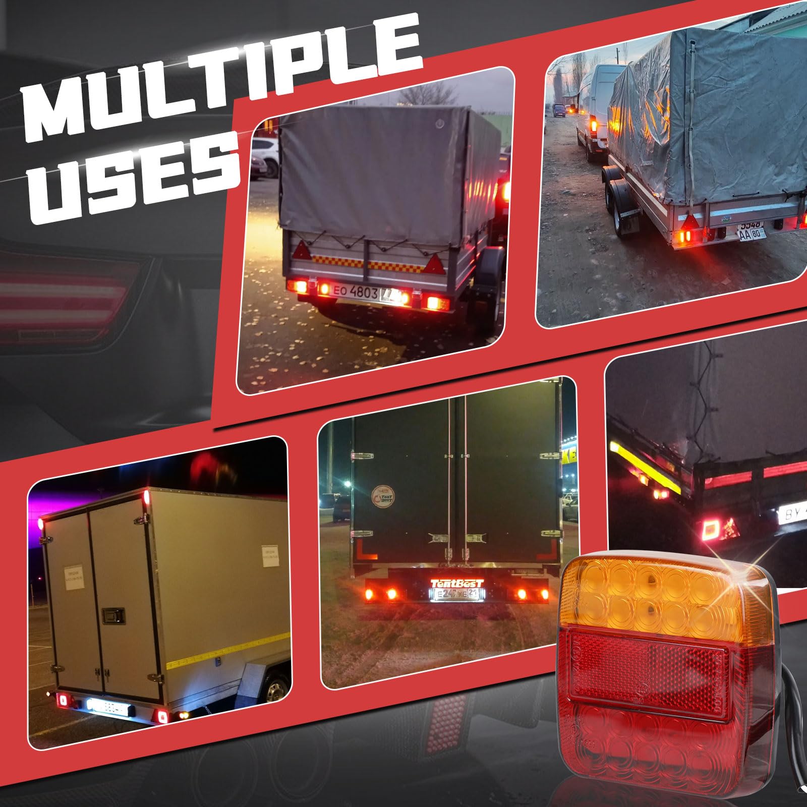 EXLECO 2 X Fanali Posteriori Rimorchio LED Luci Posteriori a LED per Rimorchio 12V Fari Posteriori Auto Impermeabile Universale Fanalino Posteriore a 26 LED con ECE E-Mark Luci Posteriori per Camion