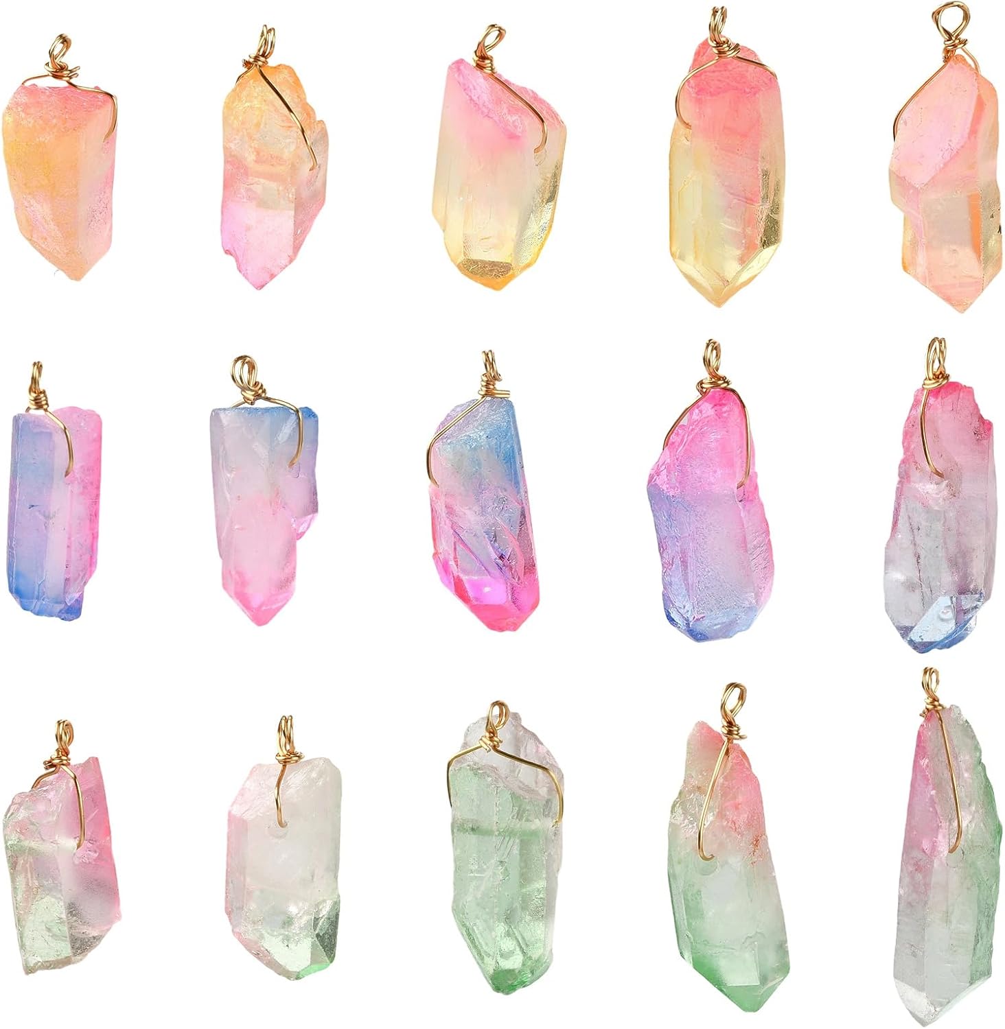 Ornazy Natural Irregular Gemstone Charms for DIY Jewelry Making