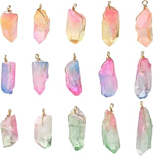 Natural Quartz Bullet Charms with Copper Wire for DIY Crafts