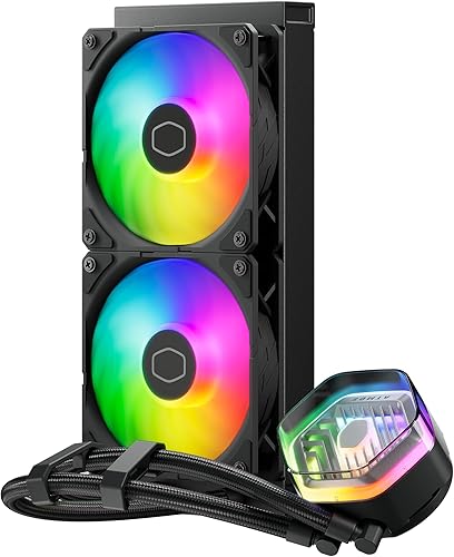 Miniatura 10 de Cooler Master MasterLiquid 240 Atmos ARGB Enfriador líquido AIO de circuito cerrado, bomba personalizada, ventiladores PWM de borde de flujo