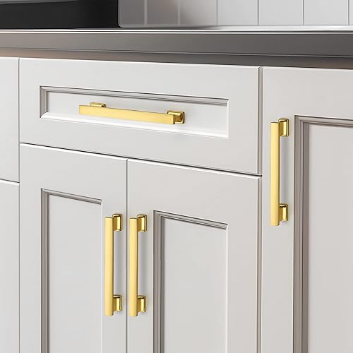 Miniatura 6 de Paquete de 10 tiradores de latón cepillado de 6 pulgadas para gabinetes de cocina con centro de agujero de 5 pulgadas, manijas de gabinete de cocina