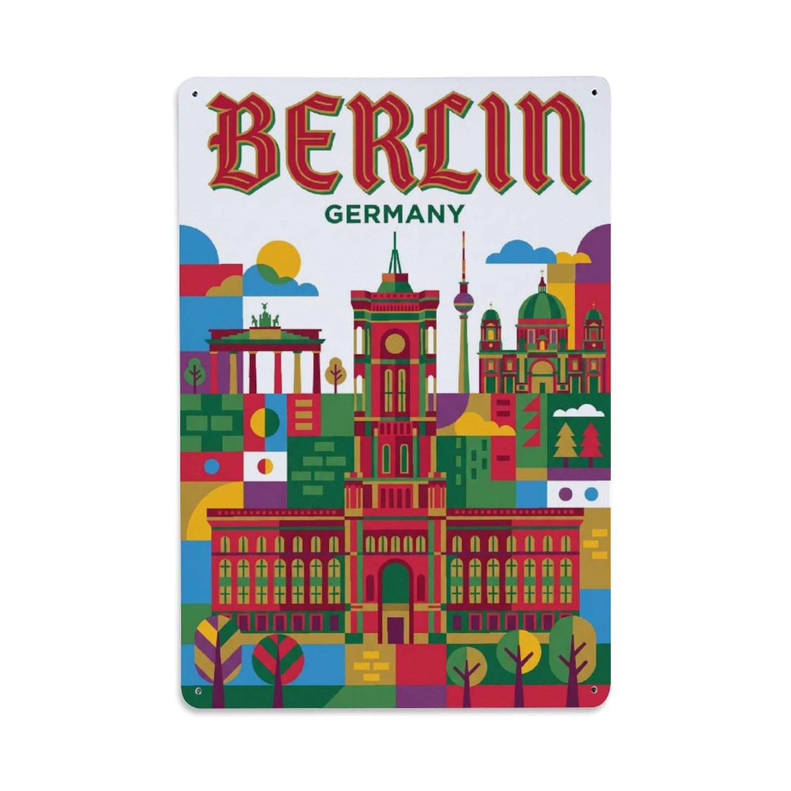 Gead 8X12inch Style Vintage Travel Berlin Germany Beacon Metal Tin Sign