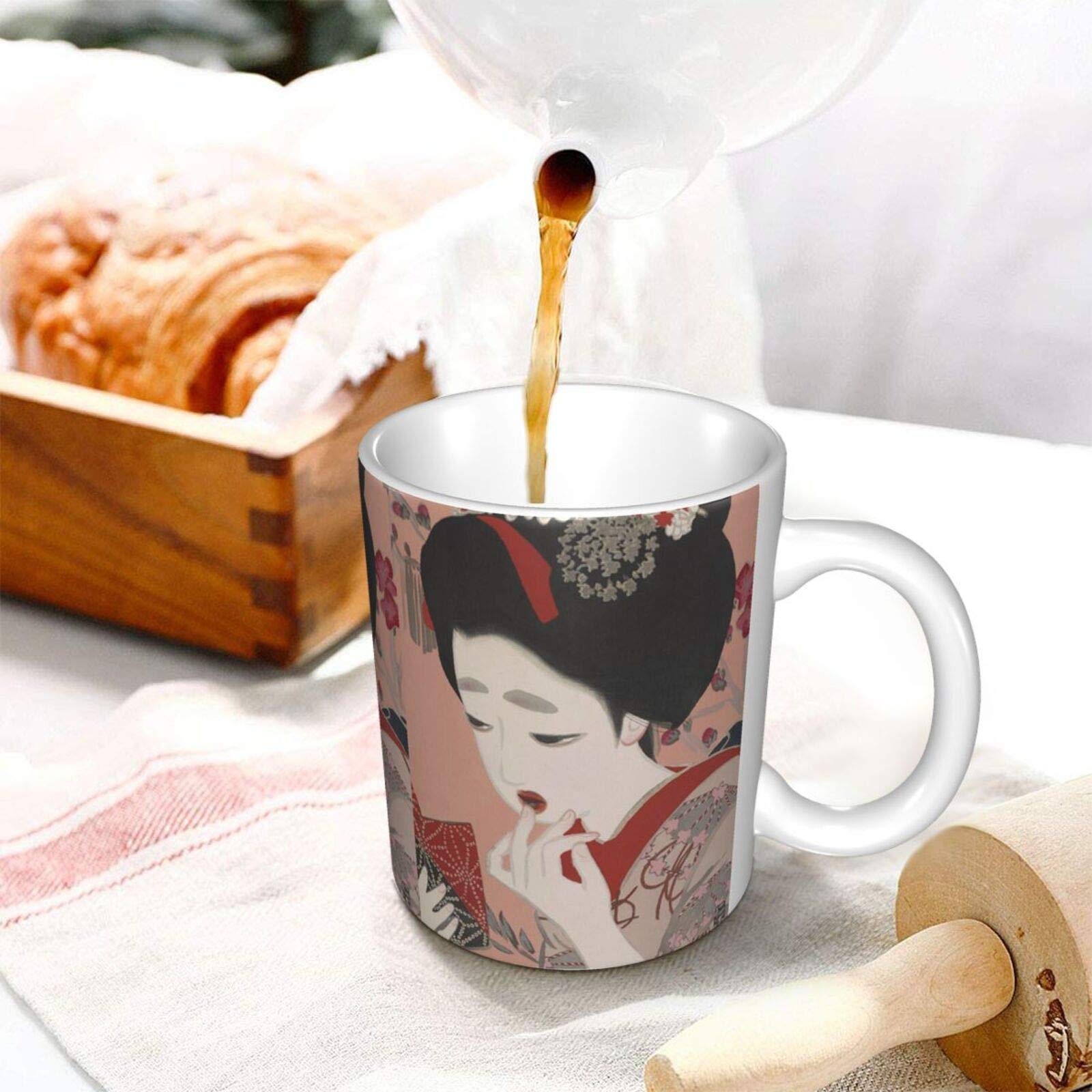 Amazon.co.jp: 新浮世絵美人合 三月 口紅 マグカップ 陶器 お茶